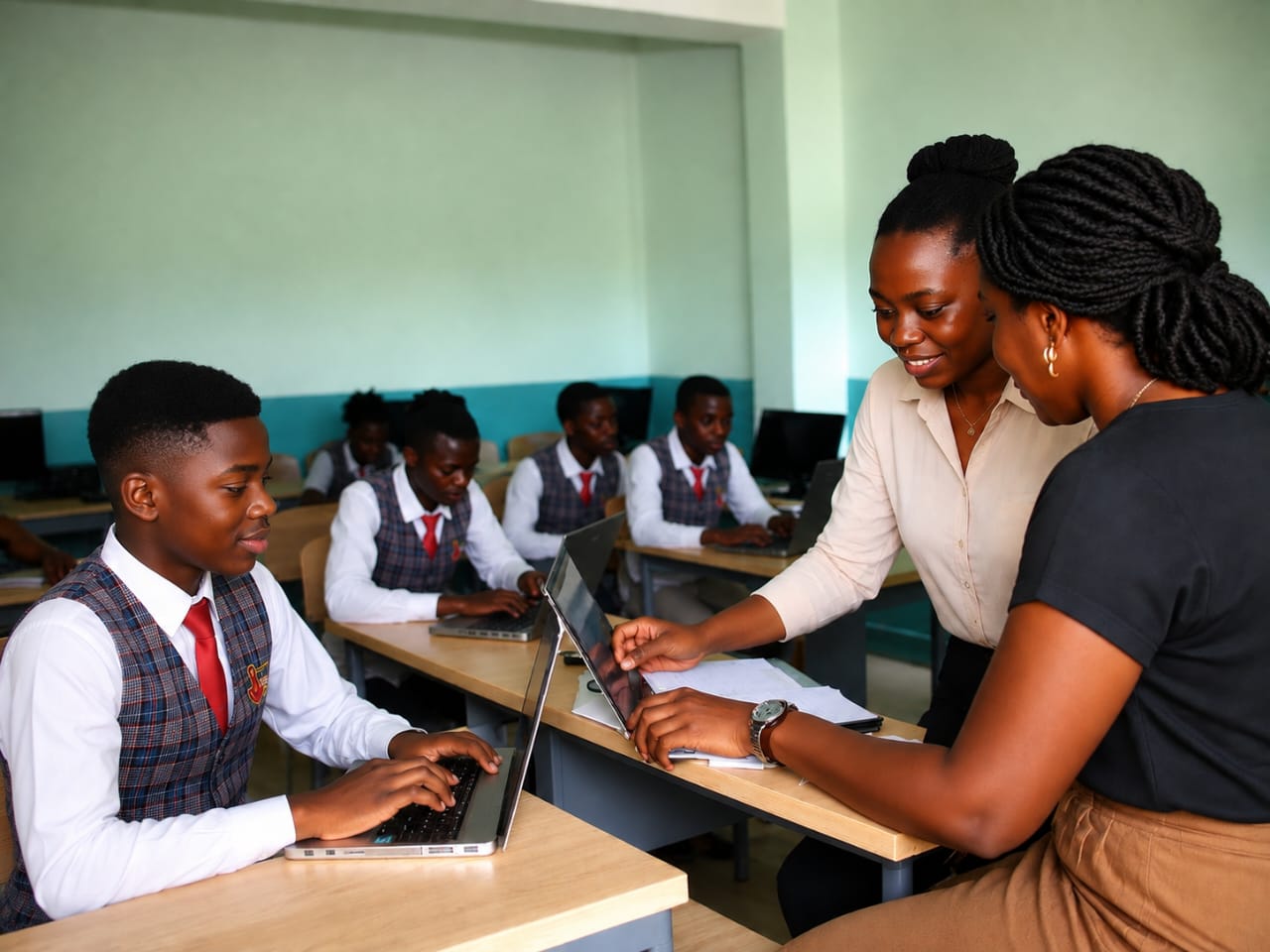 Candidates practising computer based tests at the tutorial centre